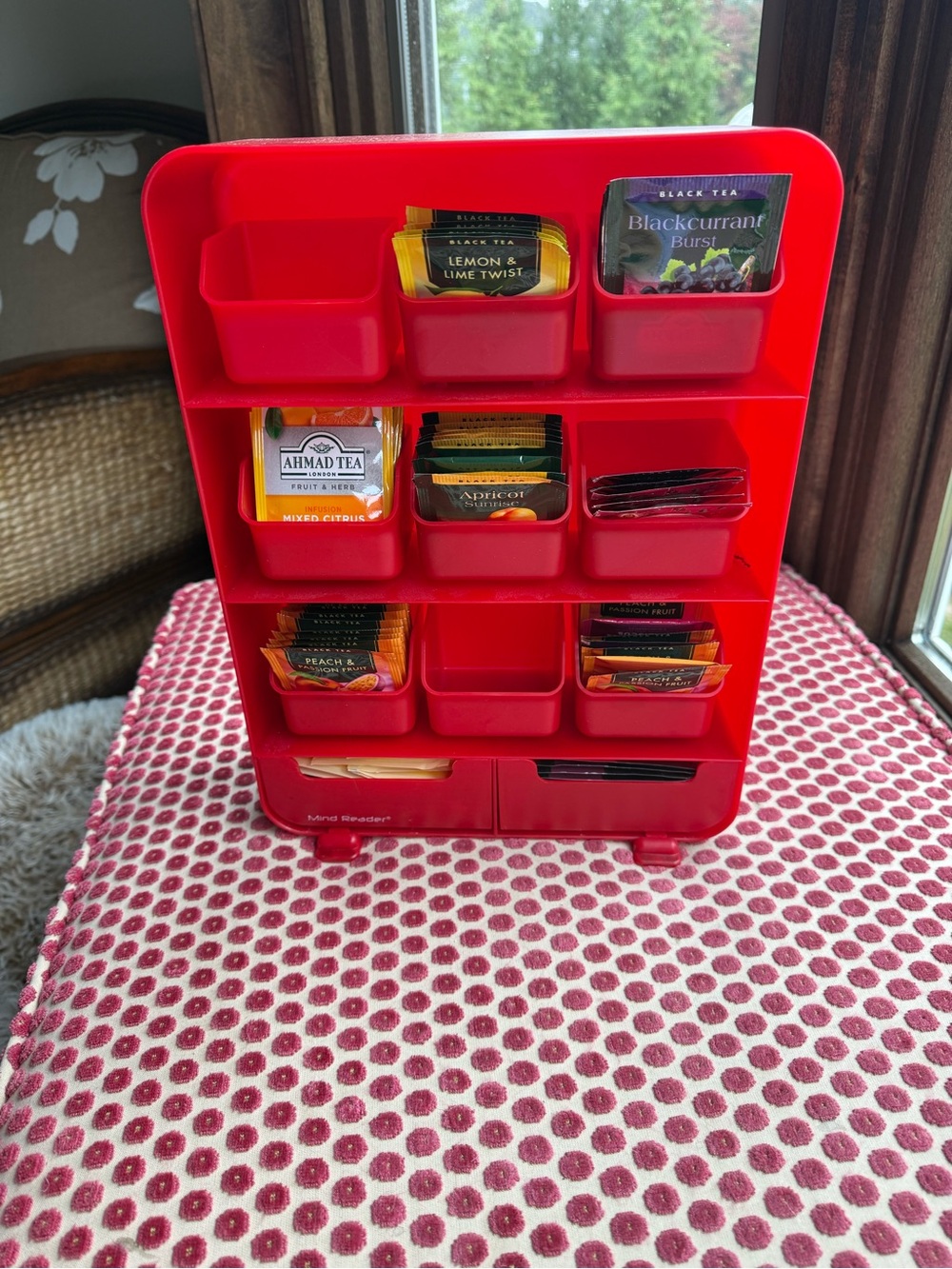 Red Multi-Compartment Tea and Small-Item Organizer by Mind Reader